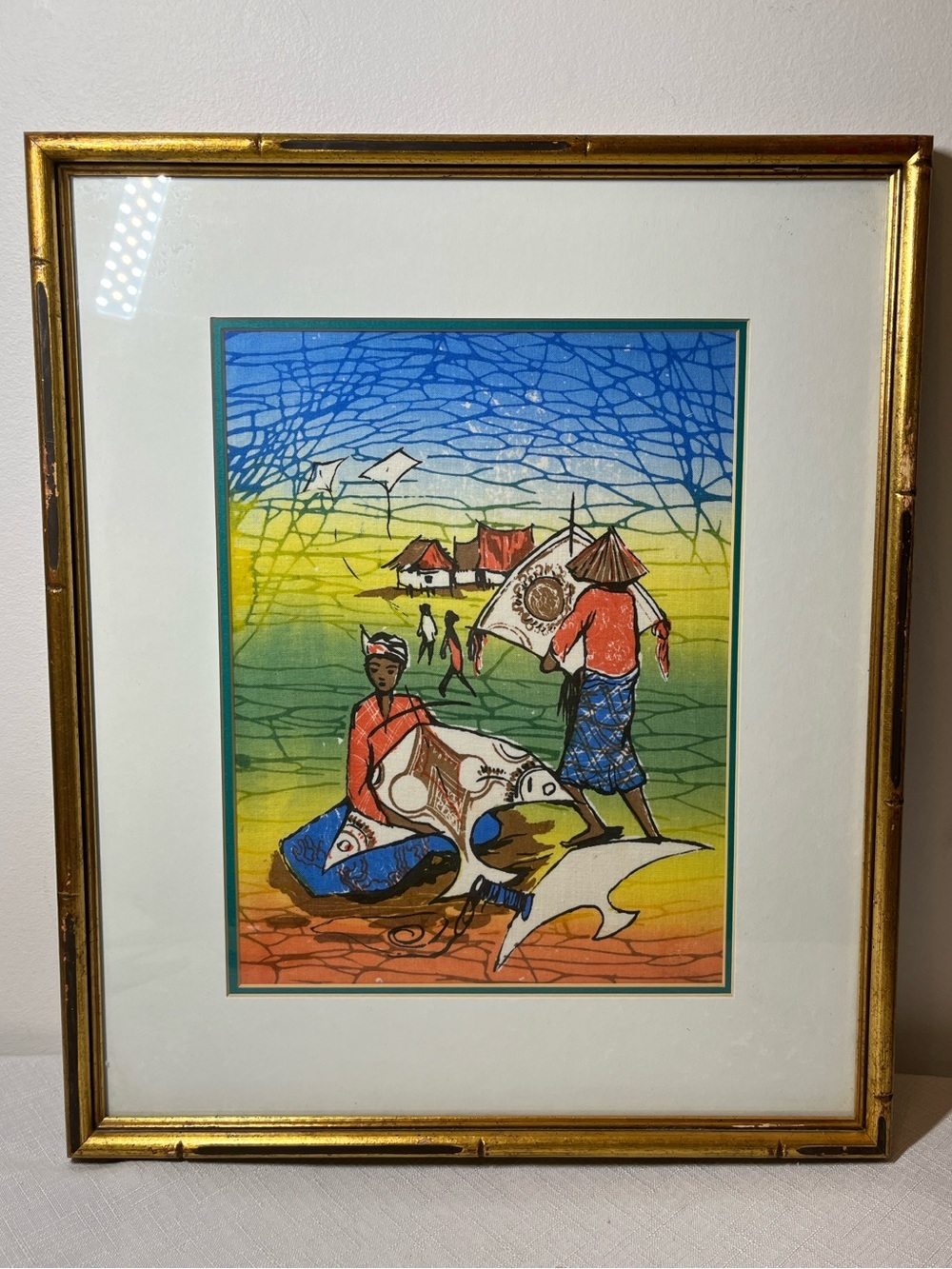 Batik Hand-Painted Vibrant Village Scene Wall Art 
Pro framing
1 of 3 available